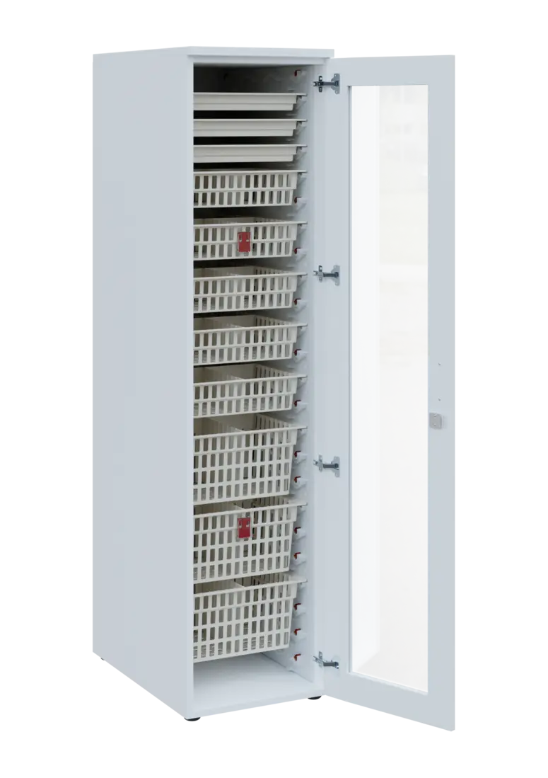 EUROMEDICA S - 46 ABS skříň léková boxová, 1-dveřová/prosklená, pravá, 1950x460x735, korpus bílý, dv